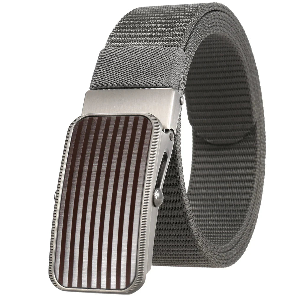 HKM-765523 Men's Nylon Braided Roller Buckle Belt - Adjustable & Durable Design