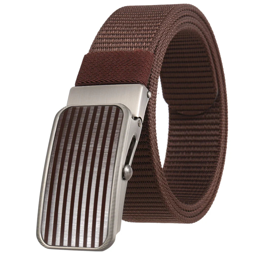 HKM-765523 Men's Nylon Braided Roller Buckle Belt - Adjustable & Durable Design