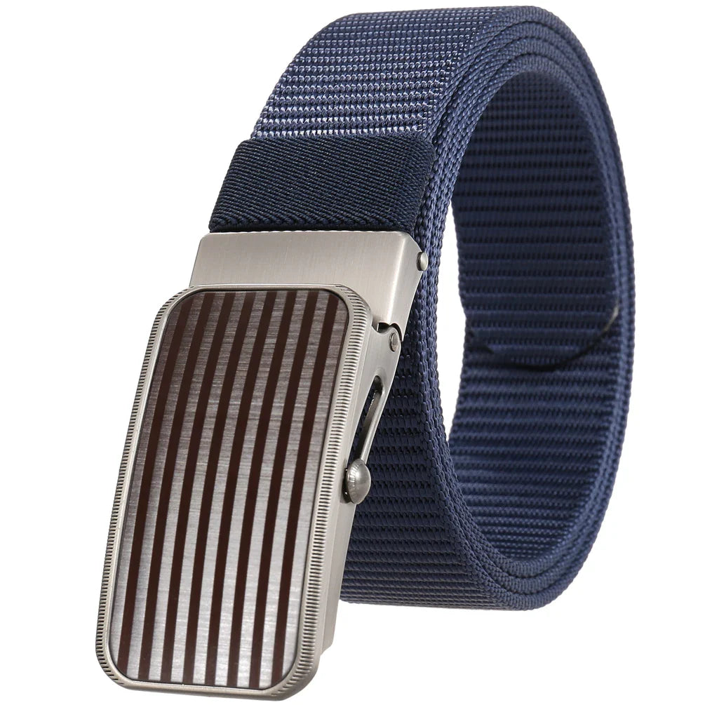 HKM-765523 Men's Nylon Braided Roller Buckle Belt - Adjustable & Durable Design