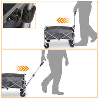 HKM-943507 Compact Garden Folding Cart with Grey Cloth and Silver Frame, 600D Oxford Fabric, Steel Frame, Flat Fold, 220lbs Capacity