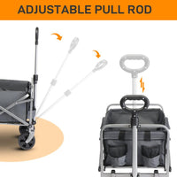 HKM-943507 Compact Garden Folding Cart with Grey Cloth and Silver Frame, 600D Oxford Fabric, Steel Frame, Flat Fold, 220lbs Capacity
