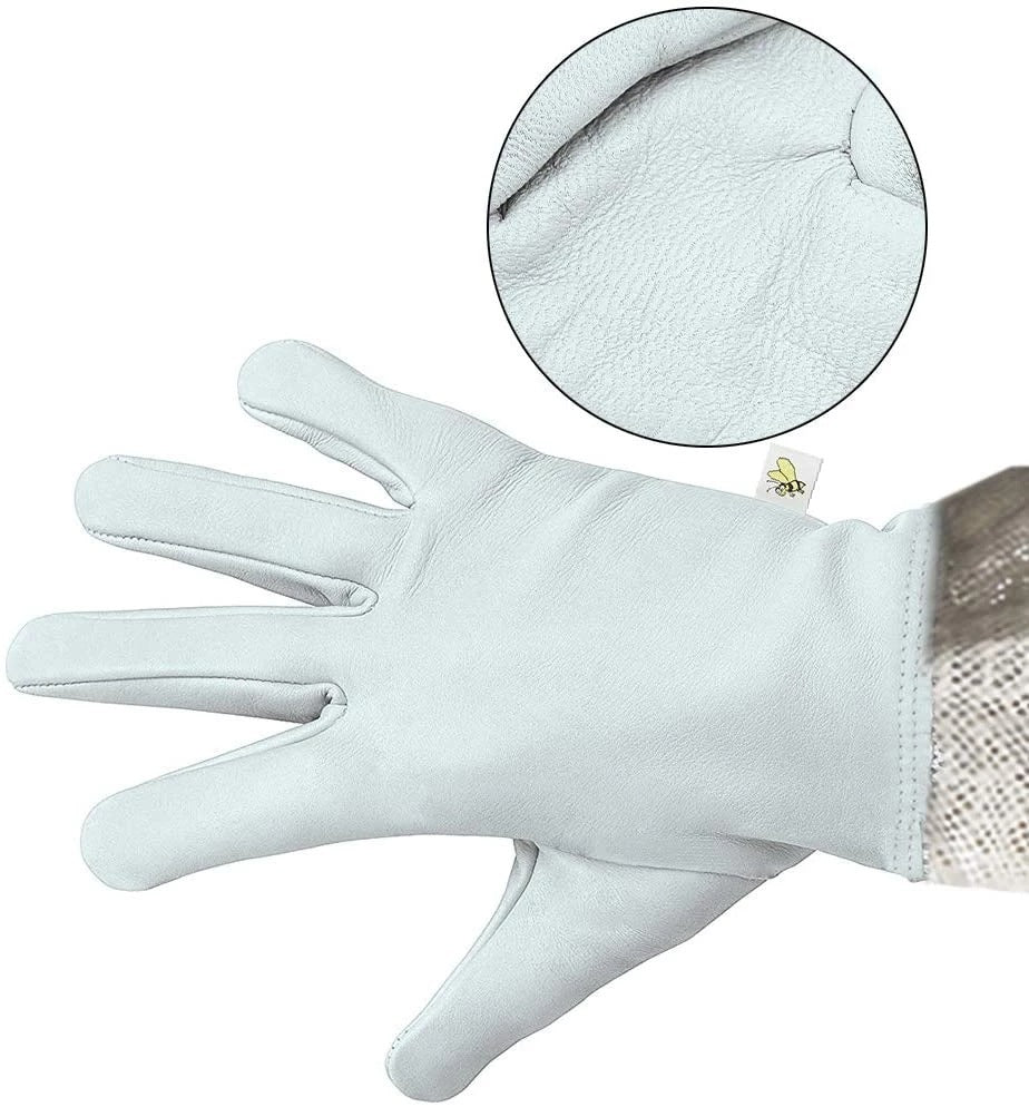 HKM-169299 Sheepskin Anti-Bee Gloves with Three-Layer Breathable Mesh Protection