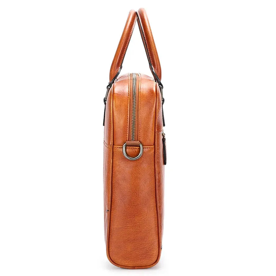 KTX-909459 Vintage Leather Laptop Briefcase for Men - Retro Handmade Fashion Bag