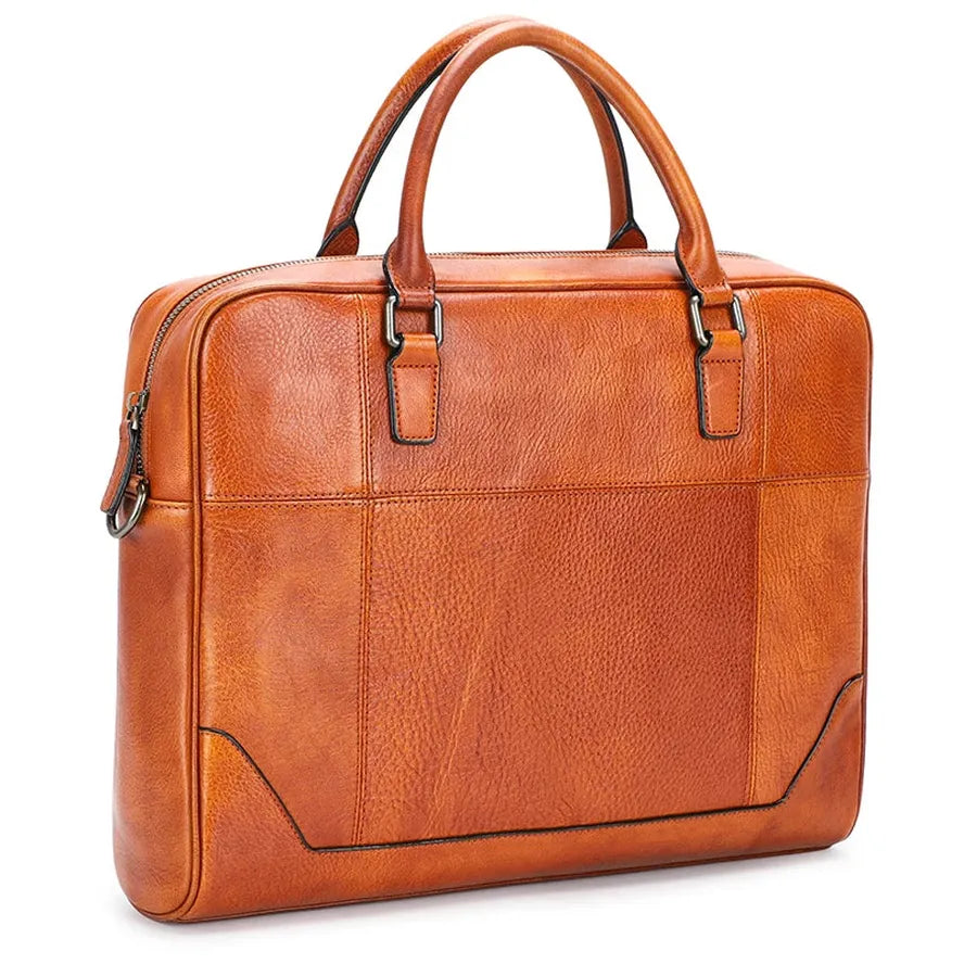 KTX-909459 Vintage Leather Laptop Briefcase for Men - Retro Handmade Fashion Bag