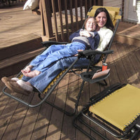 HKM-418067 Zero Gravity Lounge Chairs with Dual Side Tray and Stress Relief Pillow - Foldable, Max Load 330lbs, Set of 2 for Patio, Poolside, Beach