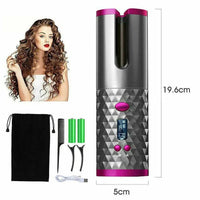 HKM-106131 Cordless Auto Rotating Curling Iron with LCD Display and Ceramic Technology for Effortless Waves