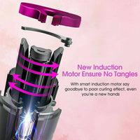 HKM-106131 Cordless Auto Rotating Curling Iron with LCD Display and Ceramic Technology for Effortless Waves