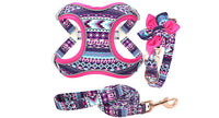 HKM-392595 Dog Traction Rope Vest Collar with Chest Strap and Decorative Flowers, Sizes S/M/L
