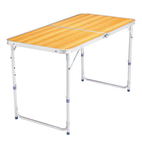 HKM-990931 Portable 4ft Wood Grain Folding Table with Aluminum Alloy Frame, Supports Up to 50kg