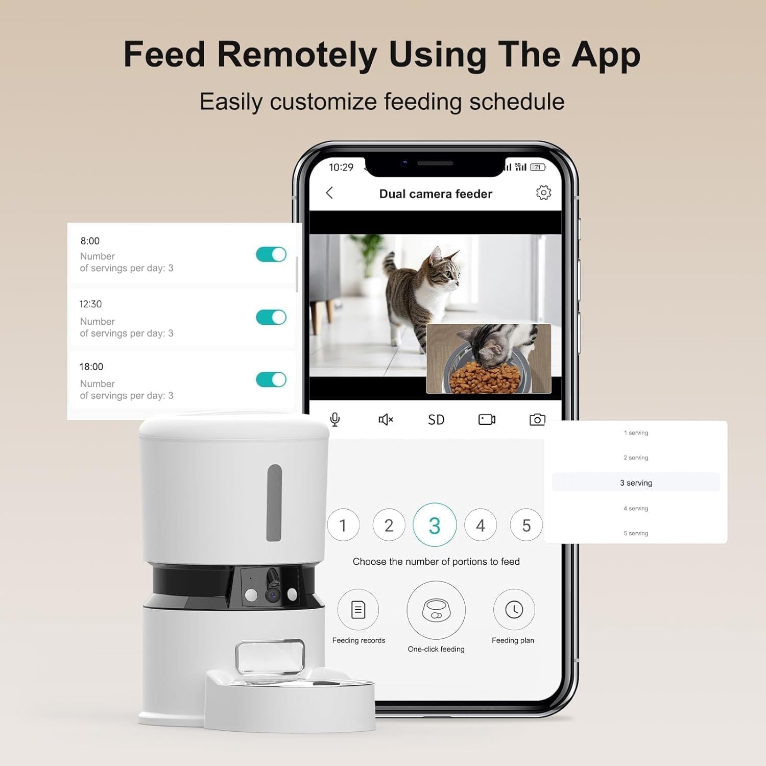 HKM-951379 Automatic Pet Feeder with 1080P HD Camera and Smart APP Control – 4L Capacity for Timed Meals