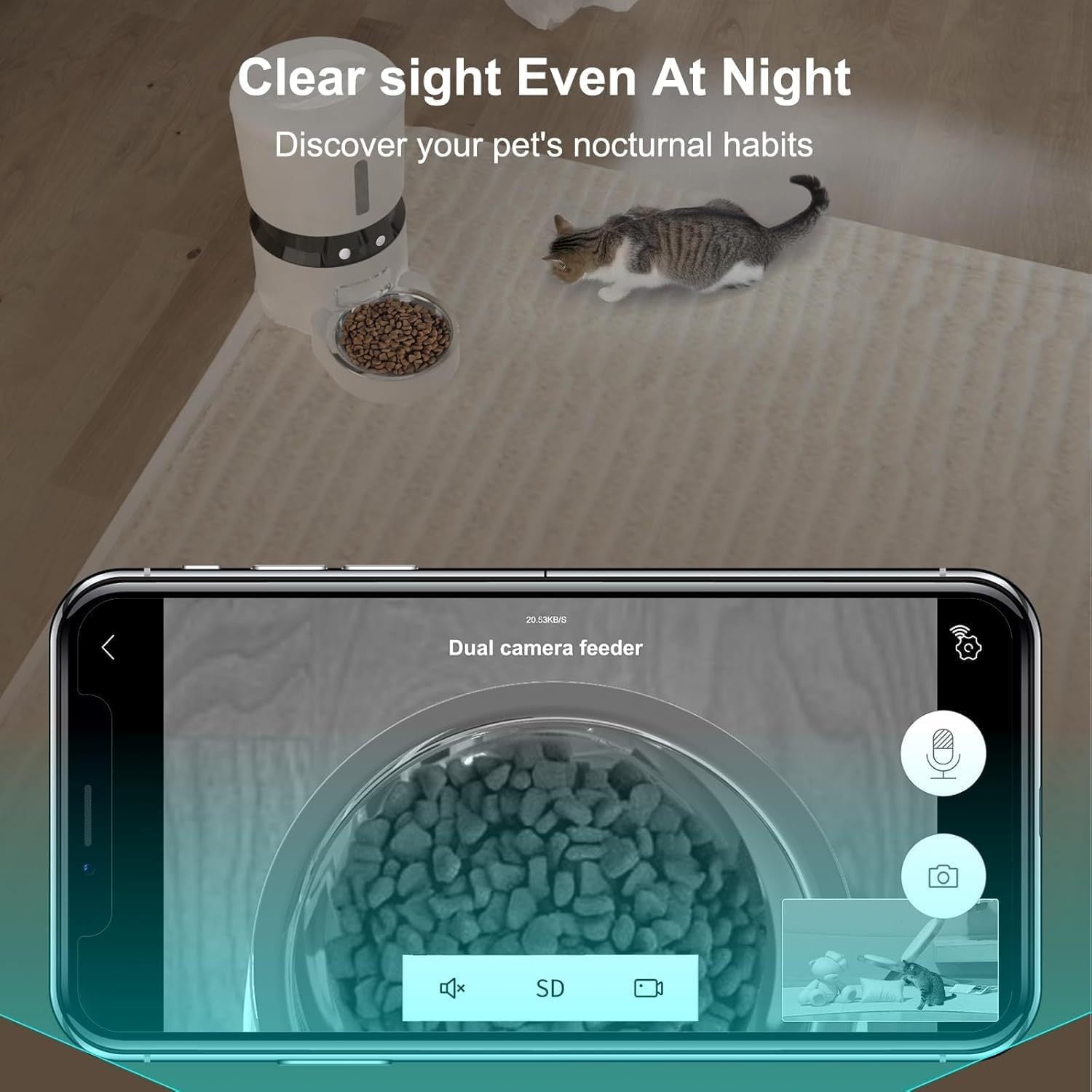 HKM-951379 Automatic Pet Feeder with 1080P HD Camera and Smart APP Control – 4L Capacity for Timed Meals