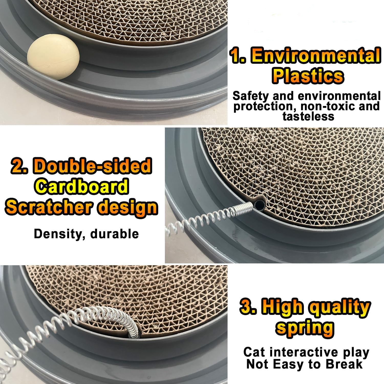 HKM-544531 Interactive Cat Scratcher Toy with Track Ball for Stimulation and Scratch Prevention, Includes Replaceable Scratch Pad