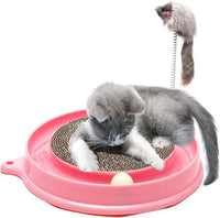 HKM-544531 Interactive Cat Scratcher Toy with Track Ball for Stimulation and Scratch Prevention, Includes Replaceable Scratch Pad