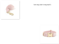 HKM-218835 Pink Velvet Dog Collar with Gold Buckle and Matching Leash