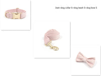 HKM-218835 Pink Velvet Dog Collar with Gold Buckle and Matching Leash