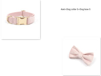 HKM-218835 Pink Velvet Dog Collar with Gold Buckle and Matching Leash