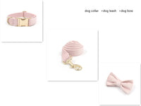 HKM-218835 Pink Velvet Dog Collar with Gold Buckle and Matching Leash
