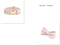 HKM-218835 Pink Velvet Dog Collar with Gold Buckle and Matching Leash