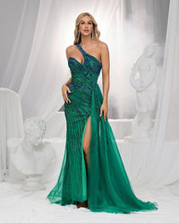 HKM-564307 Elegant Green Evening Dress for Women - Model EZ25130