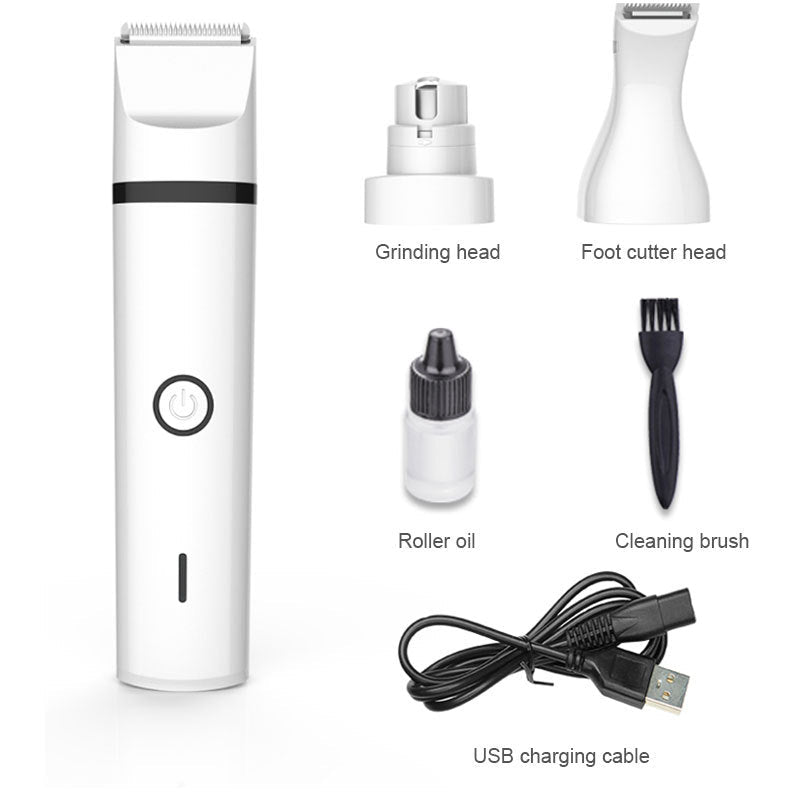 HKM-804243 Pet Grooming Clipper with Nail Grinding Head and Trimming Attachments - Model G12 in White and Black