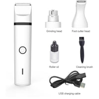 HKM-804243 Pet Grooming Clipper with Nail Grinding Head and Trimming Attachments - Model G12 in White and Black