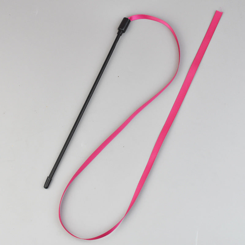 HKM-477843 Colorful Interactive Cat Teaser Wand with Soft Satin Ribbons for Cat Playtime