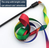 HKM-477843 Colorful Interactive Cat Teaser Wand with Soft Satin Ribbons for Cat Playtime