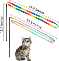 HKM-477843 Colorful Interactive Cat Teaser Wand with Soft Satin Ribbons for Cat Playtime