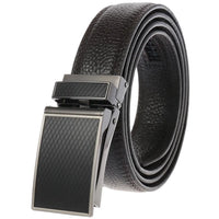 HKM-578131 Genuine Leather Automatic Buckle Ratchet Belt for Men, Model LY33-30021-5