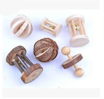 HKM-509459 Natural Wooden Toy for Small Pets - Ideal for Hamsters, Birds, Cats, Dogs, and Rabbits