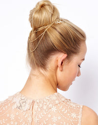 HKM-237651 Leaf Chain Tassel Hair Comb - Alloy Hair Accessory for Women