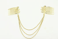 HKM-237651 Leaf Chain Tassel Hair Comb - Alloy Hair Accessory for Women