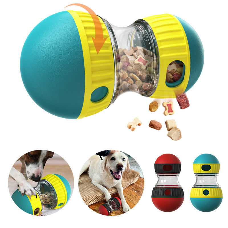 HKM-508307 Interactive Dog Toy - Adjustable Difficulty Food Dispensing Tumbler Puzzle for Small to Medium Breeds, Durable Non-Toxic Material, Promotes Slow Feeding and Mental Stimulation