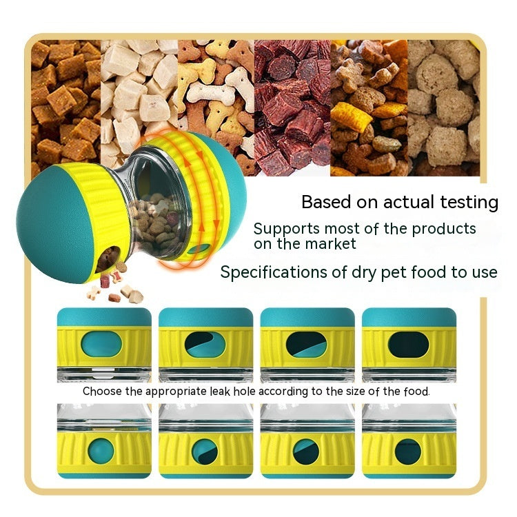 HKM-508307 Interactive Dog Toy - Adjustable Difficulty Food Dispensing Tumbler Puzzle for Small to Medium Breeds, Durable Non-Toxic Material, Promotes Slow Feeding and Mental Stimulation