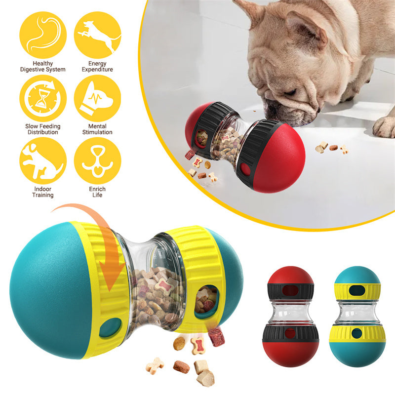 HKM-508307 Interactive Dog Toy - Adjustable Difficulty Food Dispensing Tumbler Puzzle for Small to Medium Breeds, Durable Non-Toxic Material, Promotes Slow Feeding and Mental Stimulation