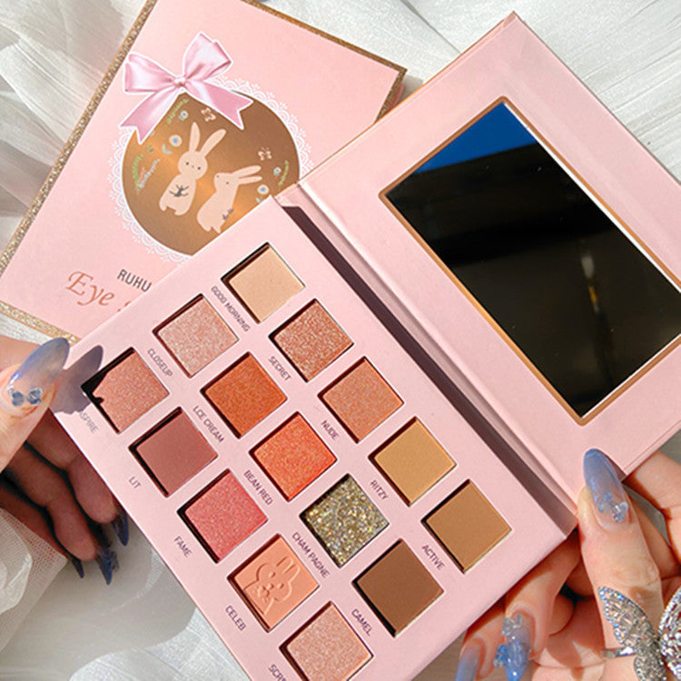 HKM-900563 15-Color Tiangong Jade Rabbit Eyeshadow Palette - Earthy Tones, Matte & Pearly Finish