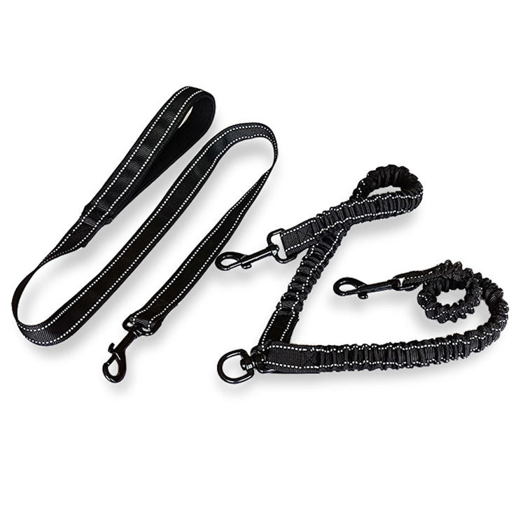 HKM-527251 Hyena Polyester Dog Leash with Zinc Alloy Hardware - 50cm Double Head Pull, 100cm Traction Rope