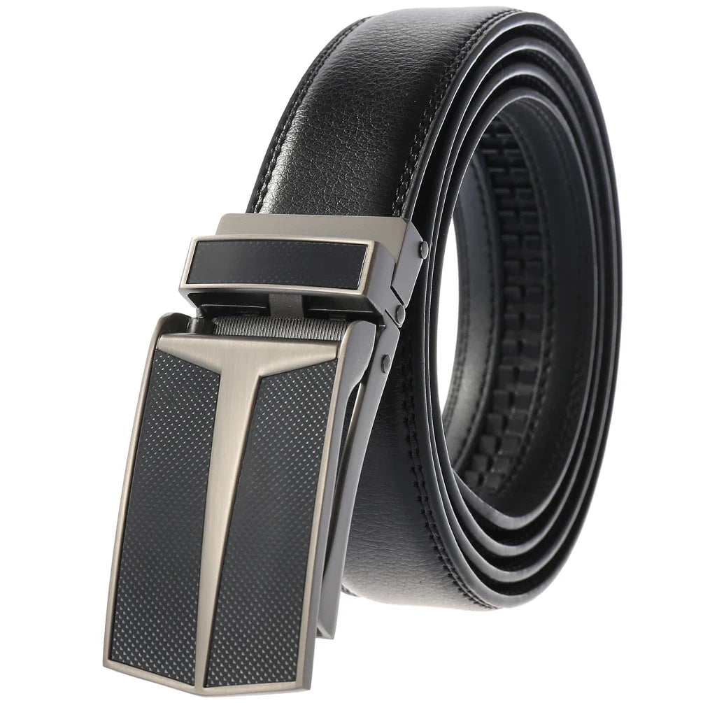 HKM-002963 Men's Cowhide Leather Belt - 3.5cm Wide, Durable and Stylish Design, Perfect for Everyday Use