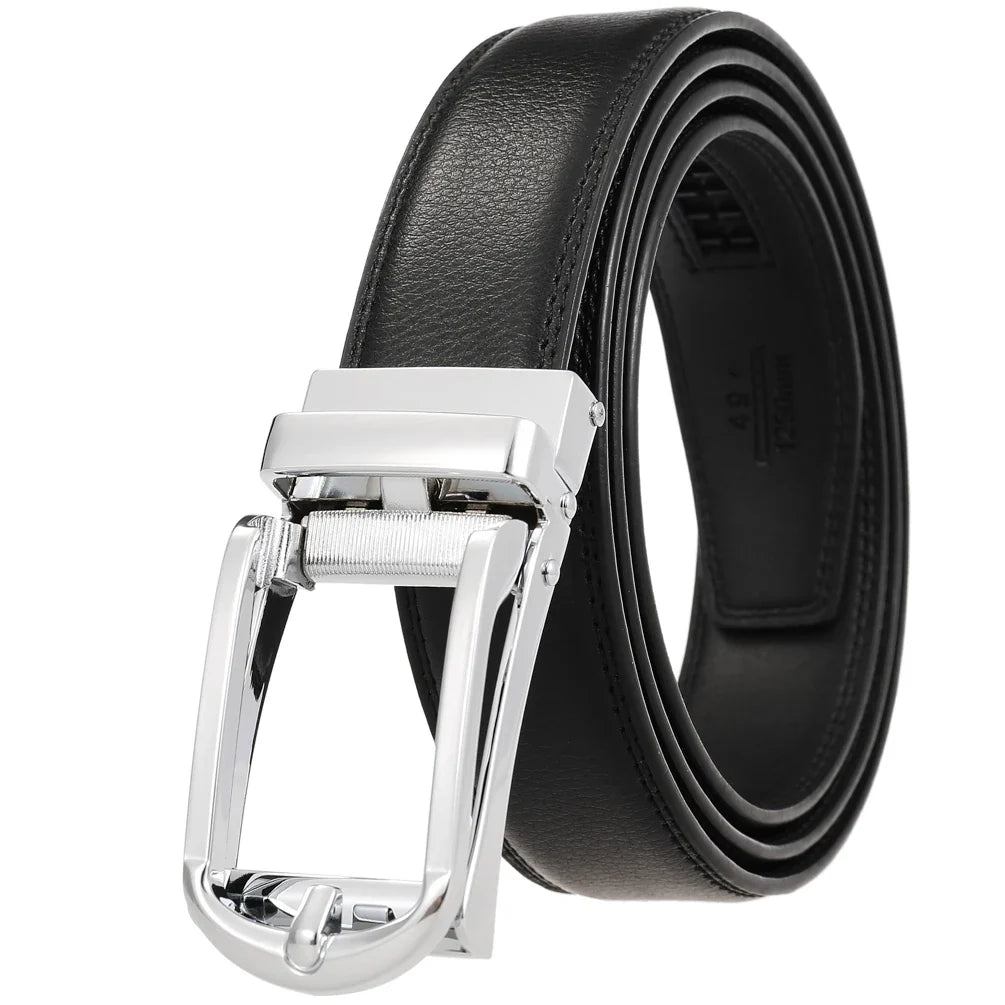 HKM-002963 Men's Cowhide Leather Belt - 3.5cm Wide, Durable and Stylish Design, Perfect for Everyday Use