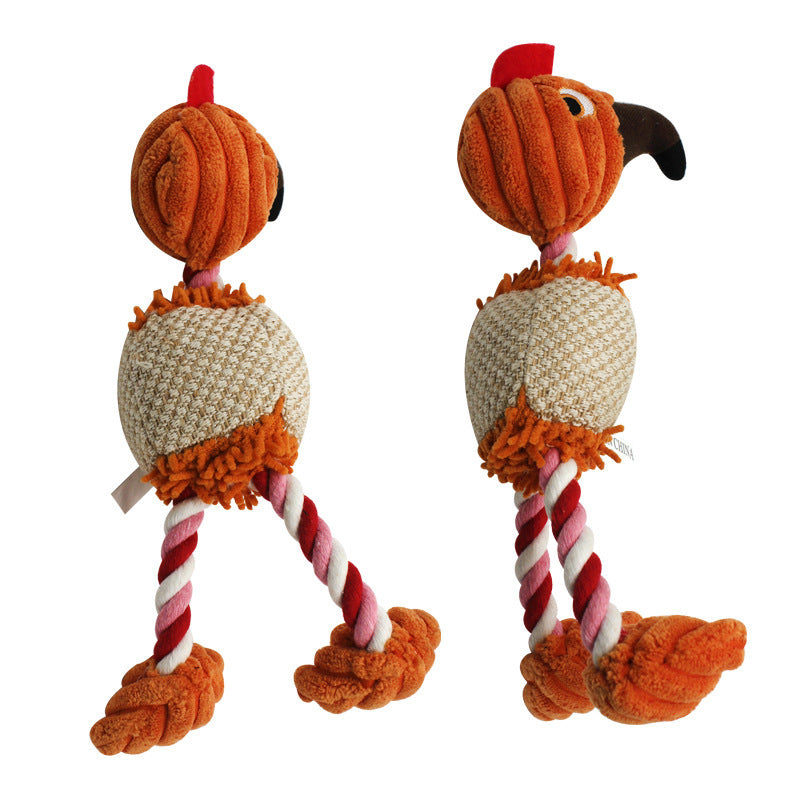 HKM-769619 Three-Color Cotton Rope Bird Toy for Pets - Plush Doll with Healthy Teeth Benefits, 28x6CM