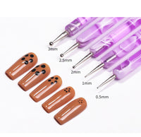 HKM-152915 Double-Ended Diamond Nail Art Pen Set for Dotted Painting and Manicure - 5 Piece Acrylic Tool