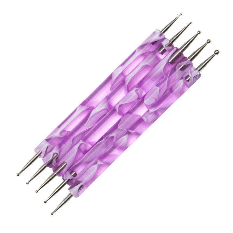 HKM-152915 Double-Ended Diamond Nail Art Pen Set for Dotted Painting and Manicure - 5 Piece Acrylic Tool