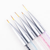 HKM-118995 5-Piece Nylon Brush Set for Nail Art - Double Head Point Drill & Line Drawing