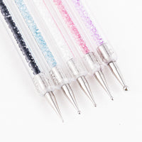 HKM-118995 5-Piece Nylon Brush Set for Nail Art - Double Head Point Drill & Line Drawing