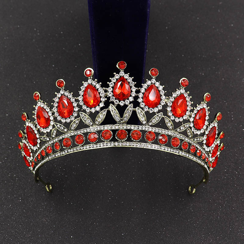 HKM-584595 Baroque Princess Crown with Leaf Design in KC Gold and Ancient Bronze Finishes