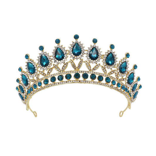 HKM-584595 Baroque Princess Crown with Leaf Design in KC Gold and Ancient Bronze Finishes