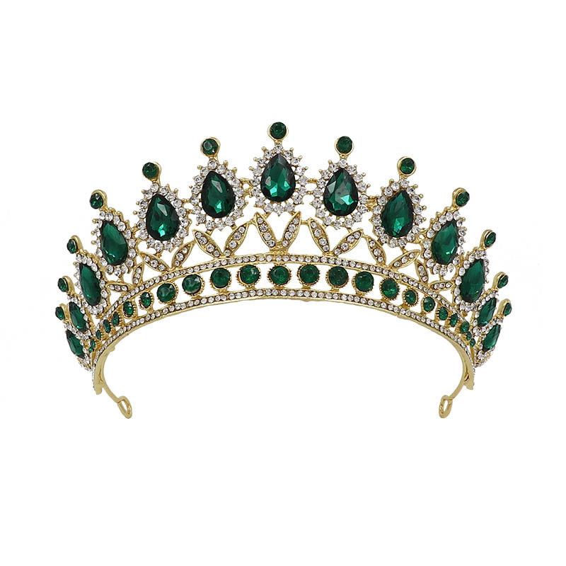 HKM-584595 Baroque Princess Crown with Leaf Design in KC Gold and Ancient Bronze Finishes