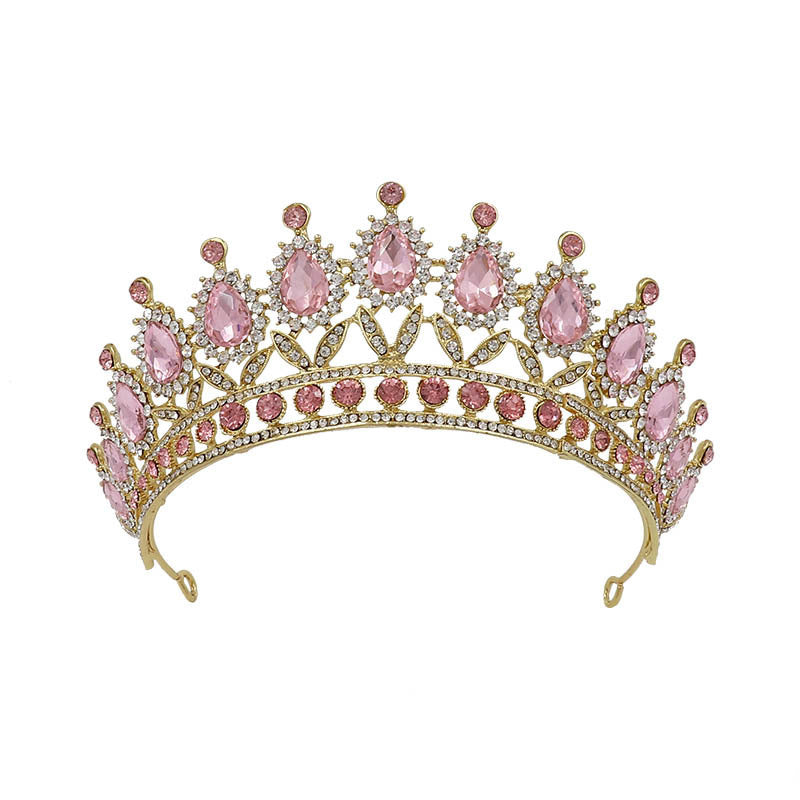 HKM-584595 Baroque Princess Crown with Leaf Design in KC Gold and Ancient Bronze Finishes