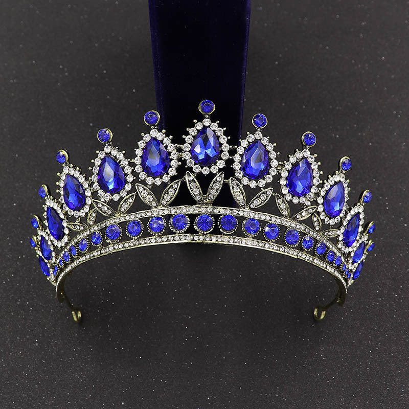 HKM-584595 Baroque Princess Crown with Leaf Design in KC Gold and Ancient Bronze Finishes