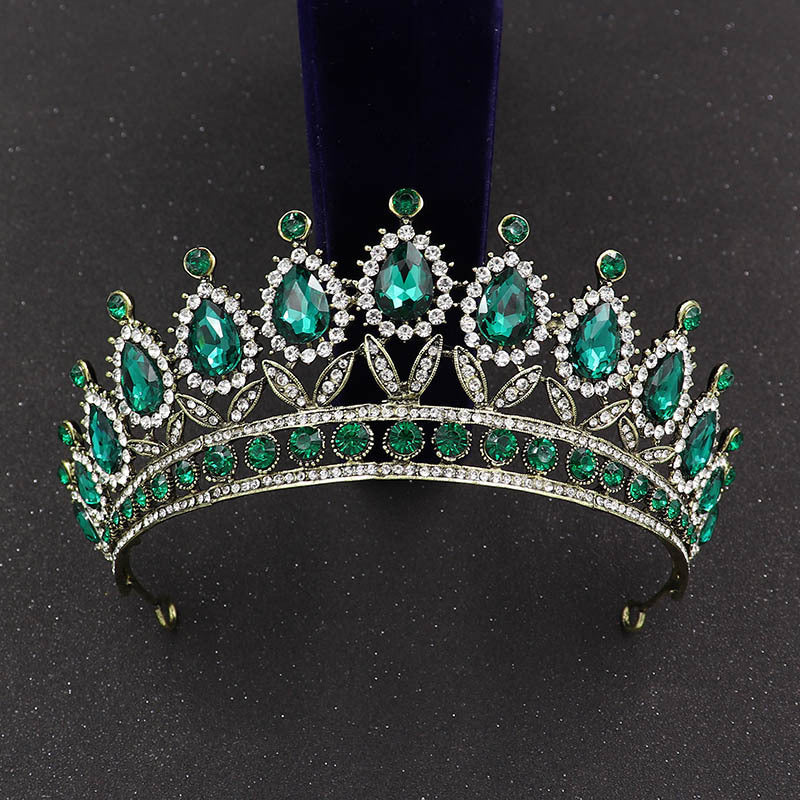 HKM-584595 Baroque Princess Crown with Leaf Design in KC Gold and Ancient Bronze Finishes
